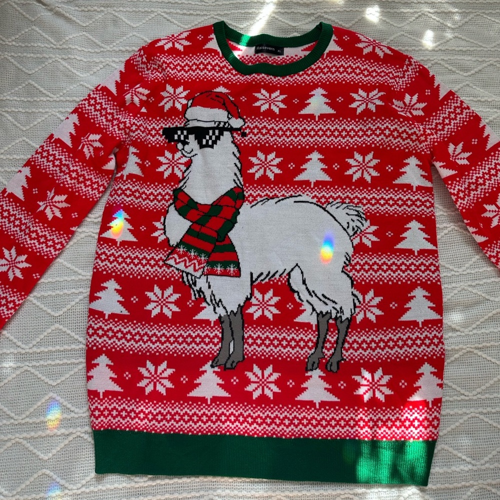 XL Cool llama Christmas sweater. Fun for ugly sweater party, or to wear out!